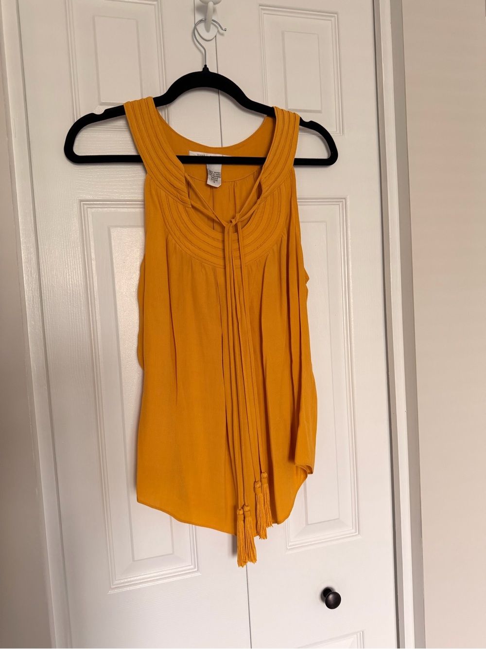 Diane Von Furstenberg Marigold Yellow Tie-Front Sleeveless top